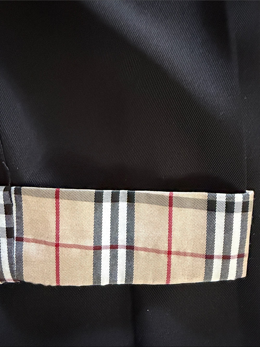 Black Double-Breasted Blazer with Plaid Cuff Trim - Picture 16 of 16